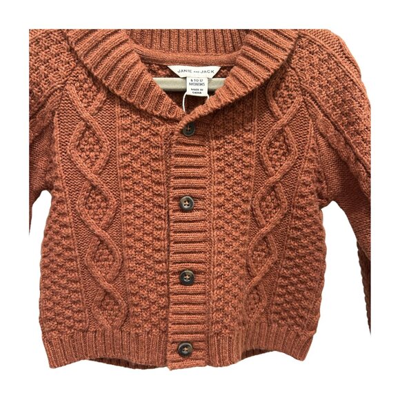 Janie and Jack Cable-Knit Cardigan Button Down Sweater Rust Size 6-12 Months - Picture 3 of 7